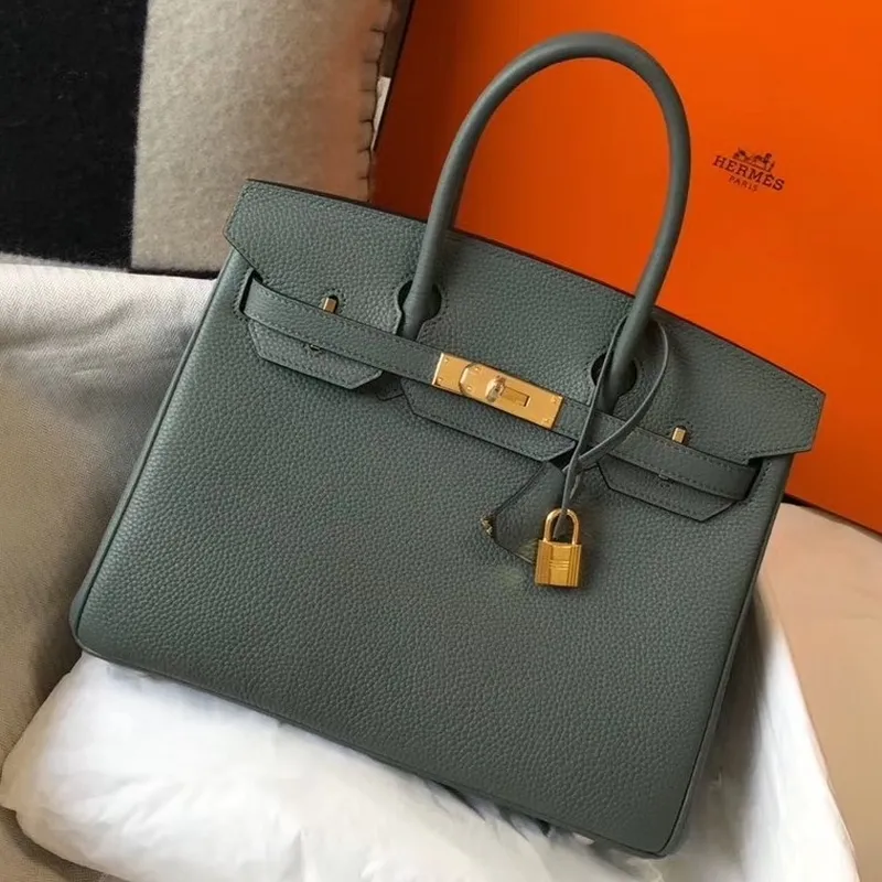 Hermes Vert Amande Clemence Birkin 30cm Taška GHW