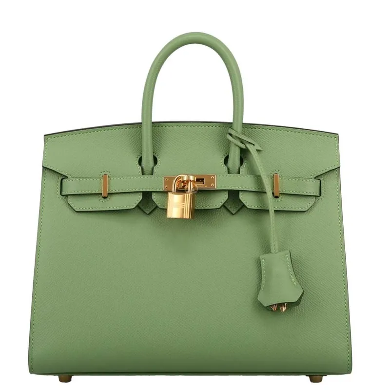 Hermes Birkin 25 Sellier Ručně vyráběná taška v barvě Vert Criquet z telecí kůže Epsom