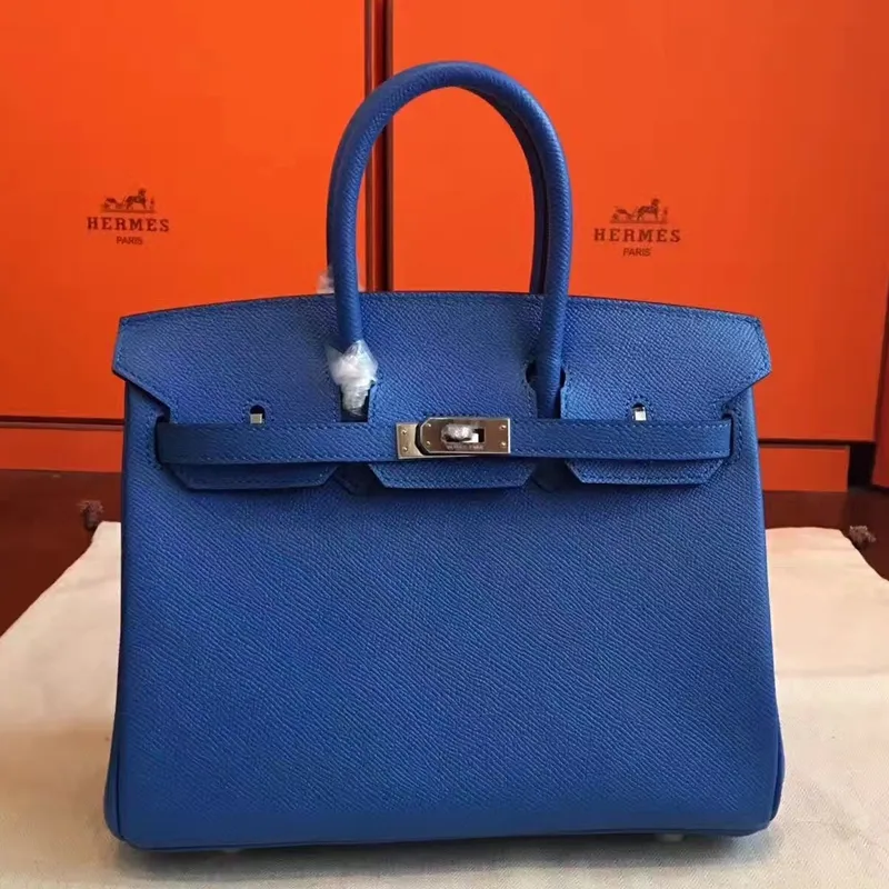 Hermes Blue Birkin 25cm Epsom Ručně vyráběná taška