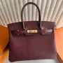 Hermes Birkin 30 Retourne Ručně vyráběná taška v Bordeaux Box Calfskin
