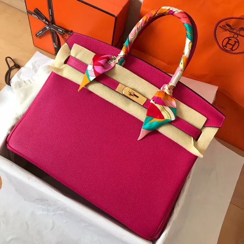 Hermes Peach Birkin 35cm Clemence Ručně vyráběná taška