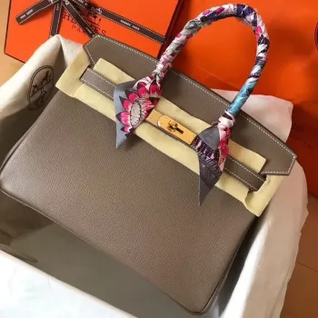 Hermes Taupe Birkin 30cm Epsom Ručně vyráběná taška