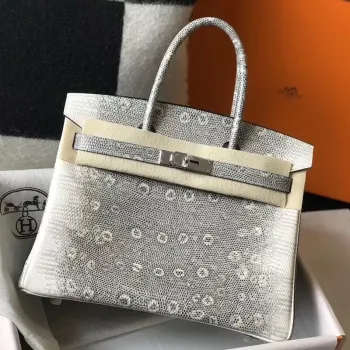 Hermes Birkin 30cm Taška v Ombre Embossed Přírodní Ještěrka