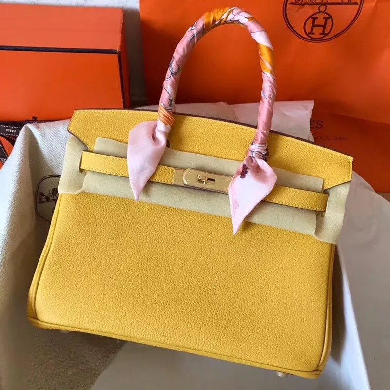Hermes Žlutá Birkin 30cm Clemence Ručně vyrobená taška