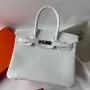 Hermes Birkin 30 Retourne Ručně vyráběná taška z bílé kůže Clemence