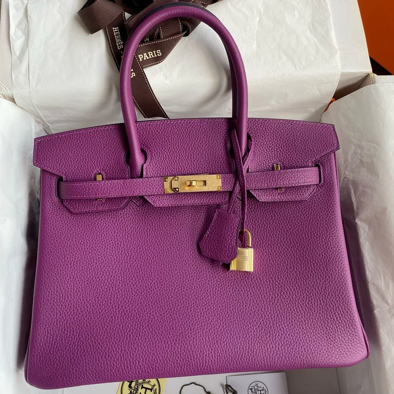Hermes Birkin 30 Retourne Ručně vyráběná taška v kůži Anemone Clemence