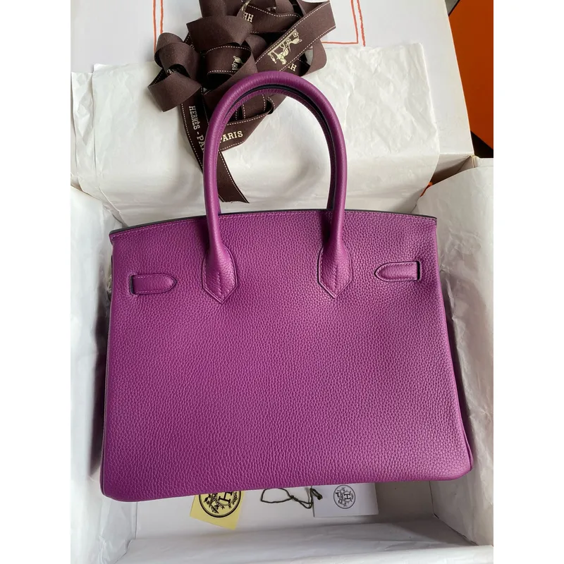 Hermes Birkin 30 Retourne Ručně vyráběná taška v kůži Anemone Clemence