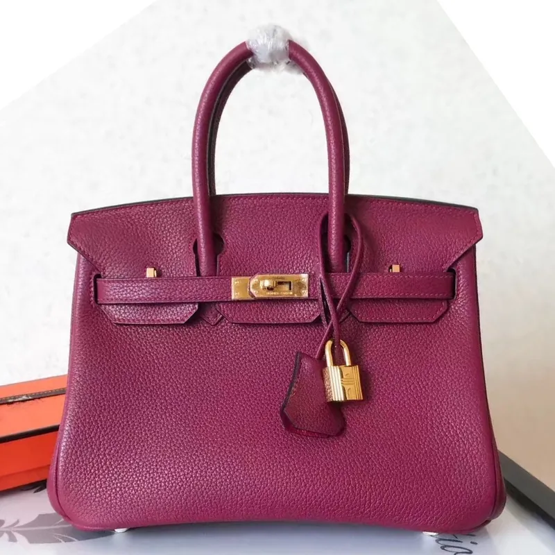 Hermes Ruby Birkin 25cm Clemence Ručně vyráběná taška