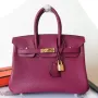 Hermes Ruby Birkin 25cm Clemence Ručně vyráběná taška