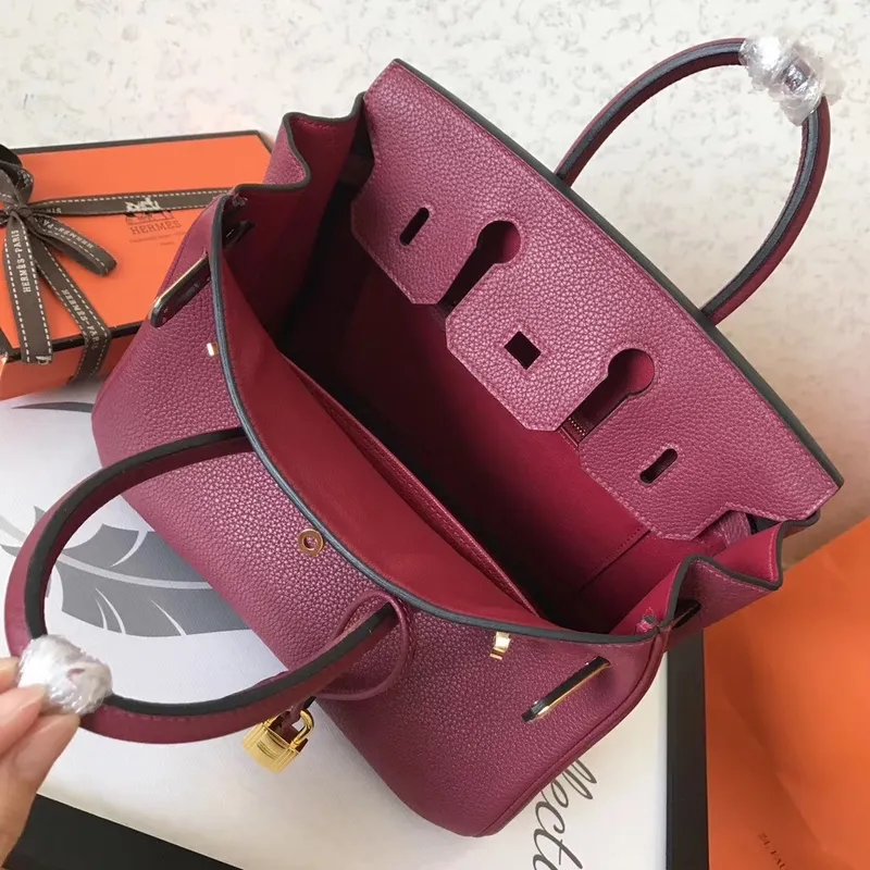 Hermes Ruby Birkin 25cm Clemence Ručně vyráběná taška