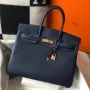 Hermès Námořnická modrá Clemence Birkin taška 35cm