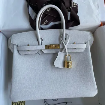 Hermes Birkin 25 Retourne Ručně vyráběná taška v Gris Pale Epsom telecí kůži