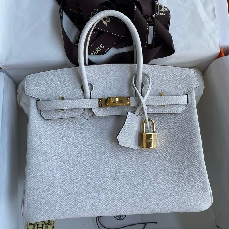Hermes Birkin 25 Retourne Ručně vyráběná taška v Gris Pale Epsom telecí kůži