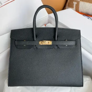 Hermes Birkin 25 Sellier Ručně vyráběná taška v černé Epsom telecí kůži