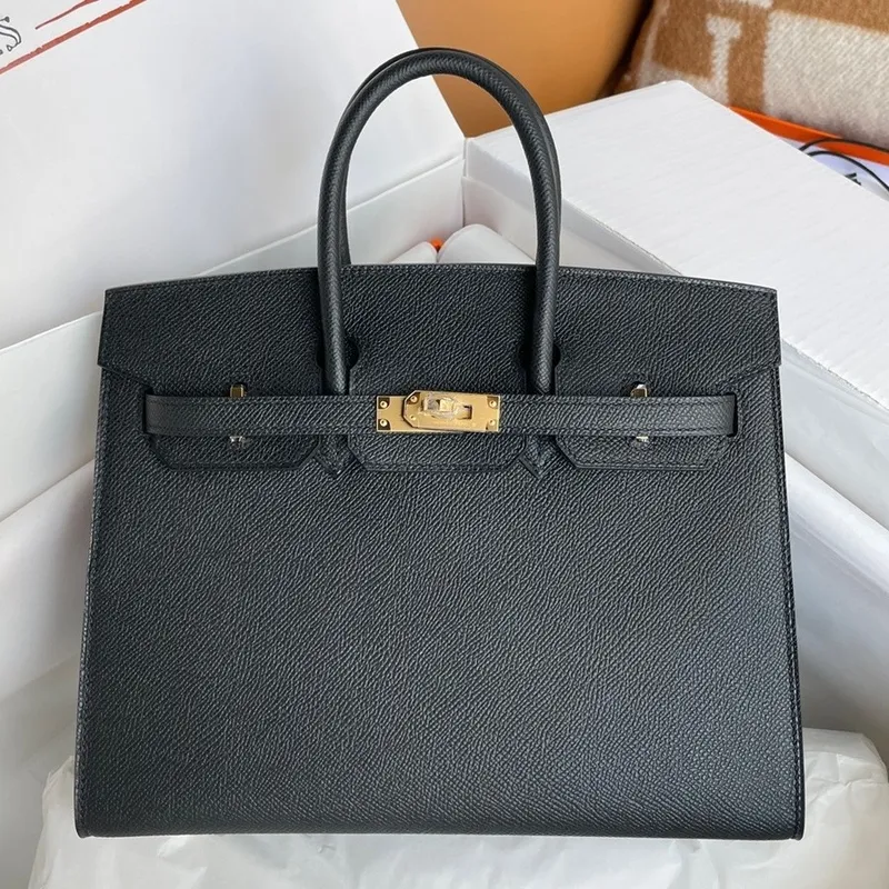 Hermes Birkin 25 Sellier Ručně vyráběná taška v černé Epsom telecí kůži