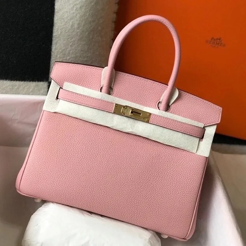 Hermes Pink Clemence Birkin 30cm Taška GHW