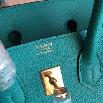 Hermes Malachite Birkin 25cm Epsom Ručně vyrobená taška