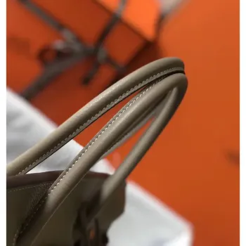 Hermès šedá kůže Clemence Birkin 35cm taška