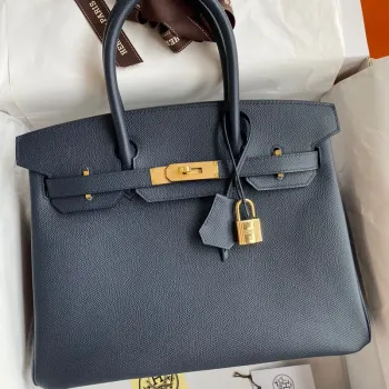 Hermes Birkin 30 Retourne Ručně vyráběná taška v modré Nuit Epsom telecí kůži