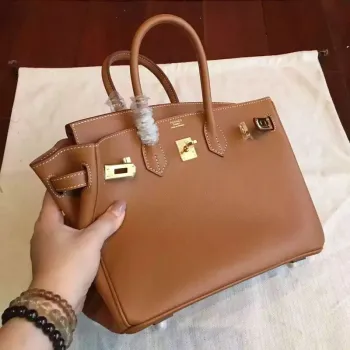 Hermes Hnědá Birkin 25cm Epsom Ručně vyráběná taška