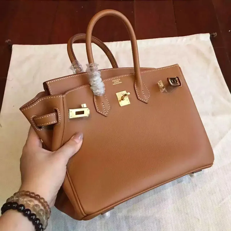 Hermes Hnědá Birkin 25cm Epsom Ručně vyráběná taška