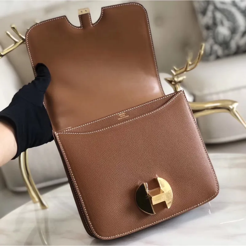 Hermes 2002 20cm Taška v zlaté Evercolor telecí kůži