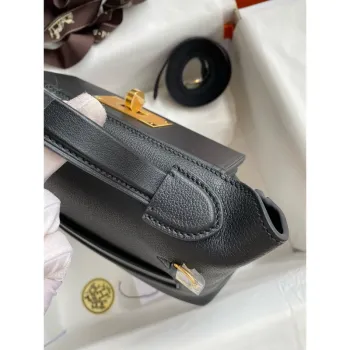 Hermes 24/24 Mini 21 Ručně vyráběná taška v černé Evercolor kůži