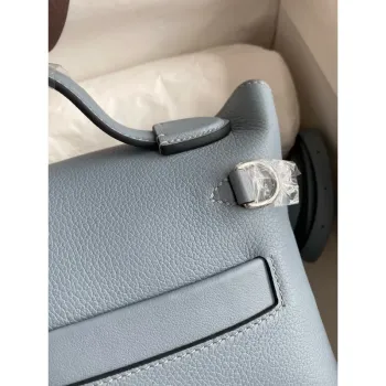 Hermes 24/24 Mini 21 Ručně vyráběná taška v modré kůži Evercolor