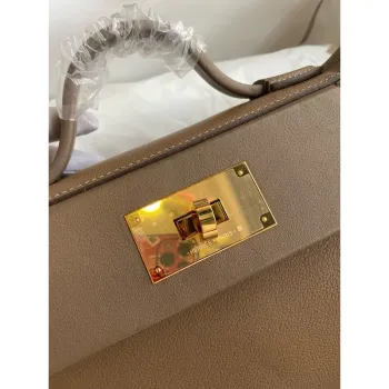 Hermes 24/24 Mini 21 Ručně vyráběná taška v béžové Weimar Evercolor kůži