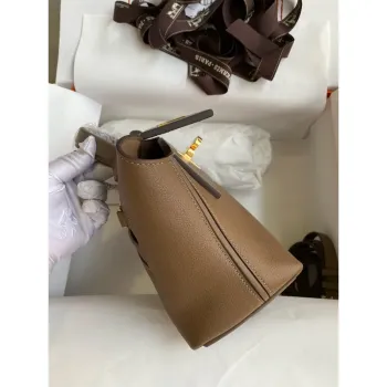 Hermes 24/24 Mini 21 Ručně vyráběná taška v béžové Weimar Evercolor kůži