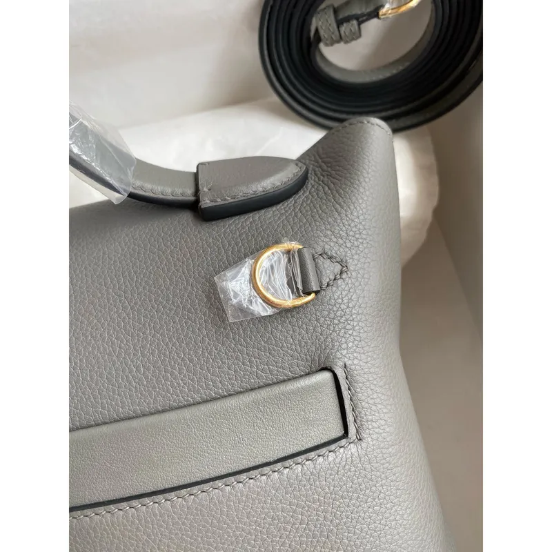 Hermes 24/24 Mini 21 Ručně vyráběná taška v kůži Gris Meyer Evercolor