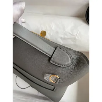Hermes 24/24 Mini 21 Ručně vyráběná taška v kůži Gris Meyer Evercolor