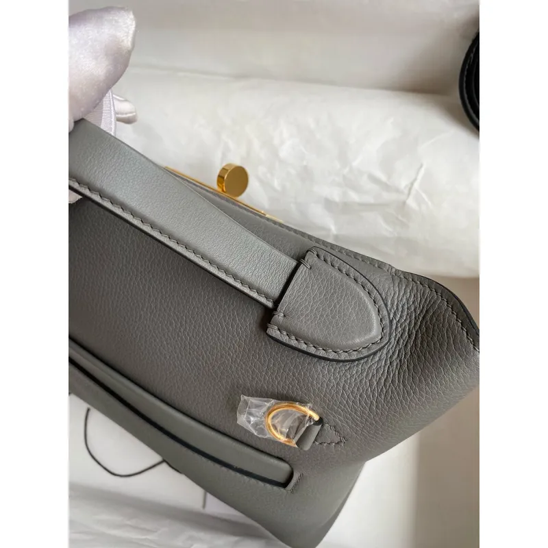Hermes 24/24 Mini 21 Ručně vyráběná taška v kůži Gris Meyer Evercolor