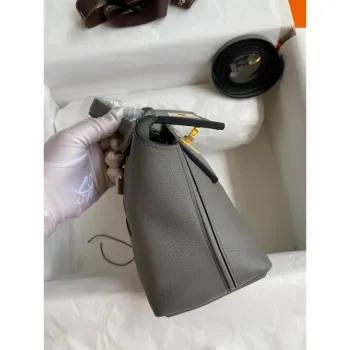 Hermes 24/24 Mini 21 Ručně vyráběná taška v kůži Gris Meyer Evercolor