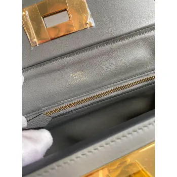 Hermes 24/24 Mini 21 Ručně vyráběná taška v kůži Gris Meyer Evercolor