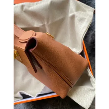 Hermes 24/24 Mini 21 Touch Bag v zlatém Evercolor a pštrosí kůži