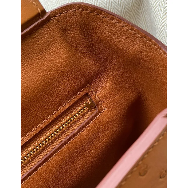 Hermes 24/24 Mini 21 Touch Bag v zlatém Evercolor a pštrosí kůži