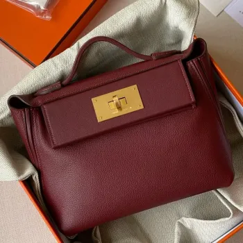 Hermes 24/24 Mini 21 Ručně vyráběná taška v kůži Rouge H Evercolor