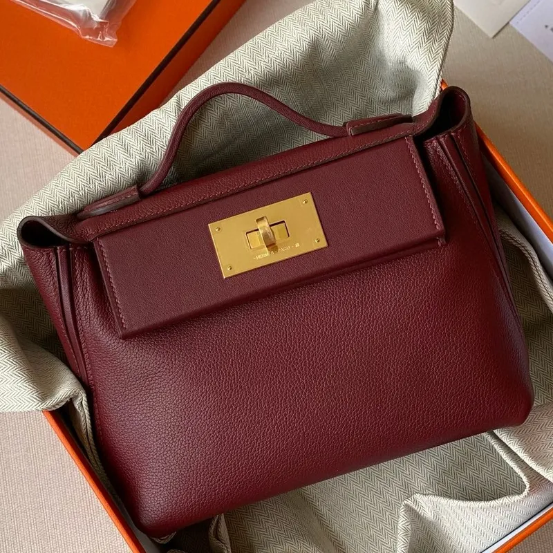 Hermes 24/24 Mini 21 Ručně vyráběná taška v kůži Rouge H Evercolor