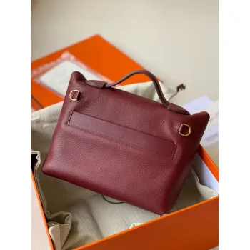 Hermes 24/24 Mini 21 Ručně vyráběná taška v kůži Rouge H Evercolor