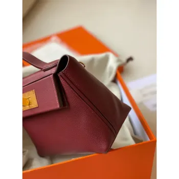 Hermes 24/24 Mini 21 Ručně vyráběná taška v kůži Rouge H Evercolor
