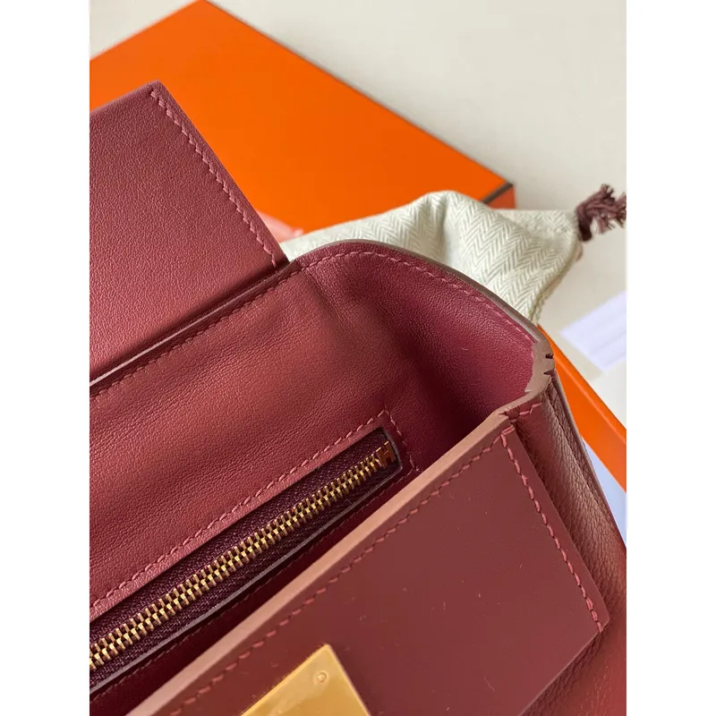 Hermes 24/24 Mini 21 Ručně vyráběná taška v kůži Rouge H Evercolor