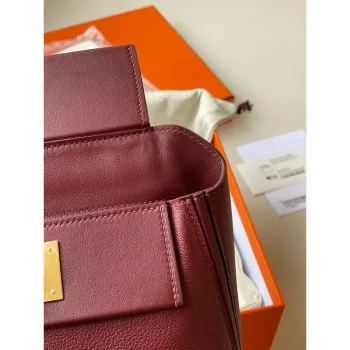 Hermes 24/24 Mini 21 Ručně vyráběná taška v kůži Rouge H Evercolor