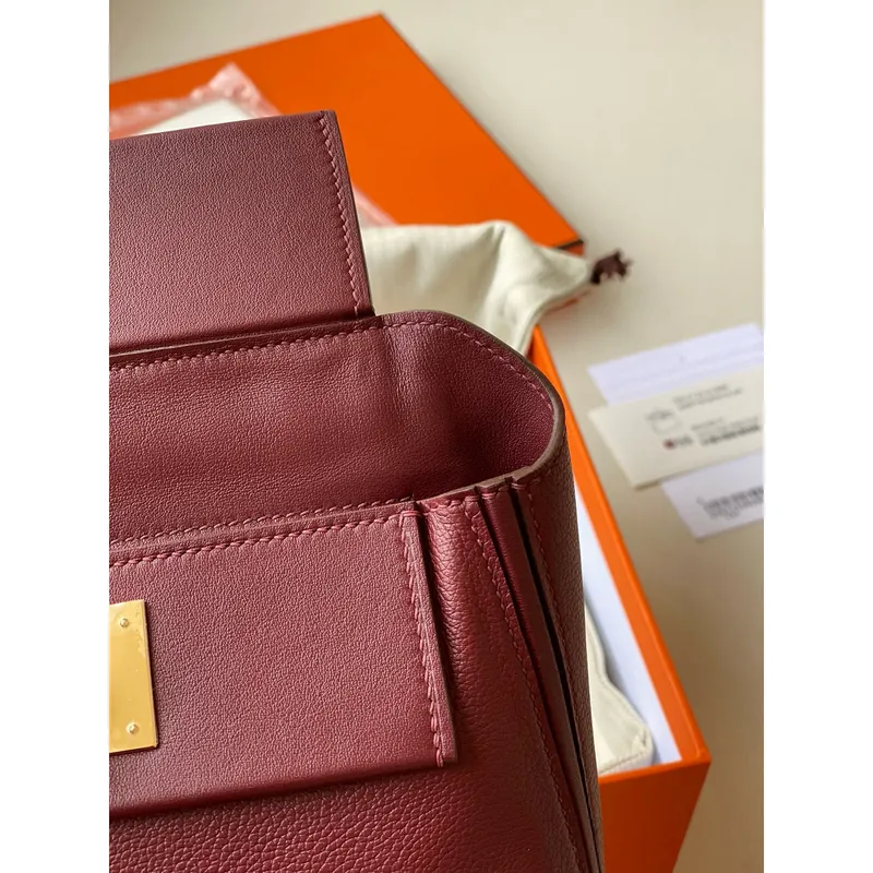 Hermes 24/24 Mini 21 Ručně vyráběná taška v kůži Rouge H Evercolor