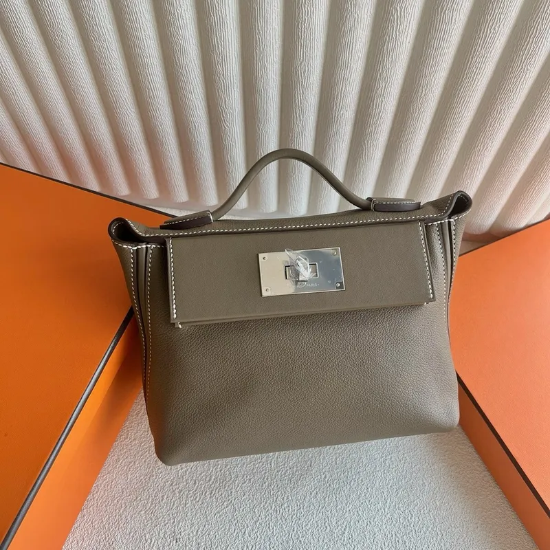 Hermes 24/24 Mini 21 Ručně vyráběná taška v taupe Evercolor kůži