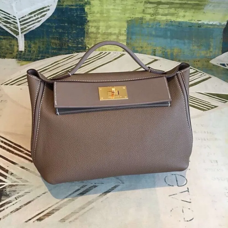 Hermes 24/24 29 Taška v taupe kůži Clemence