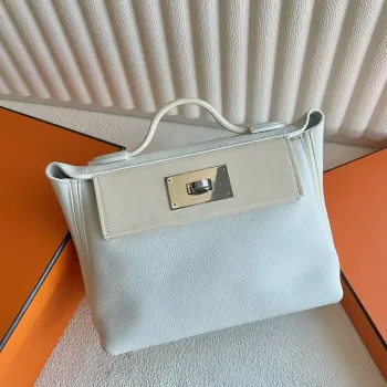 Hermes 24/24 Mini 21 Ručně vyráběná taška z bílé Evercolor kůže