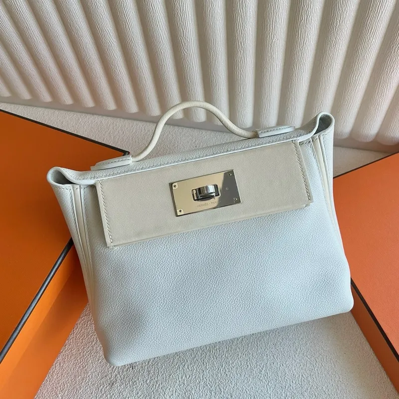 Hermes 24/24 Mini 21 Ručně vyráběná taška z bílé Evercolor kůže