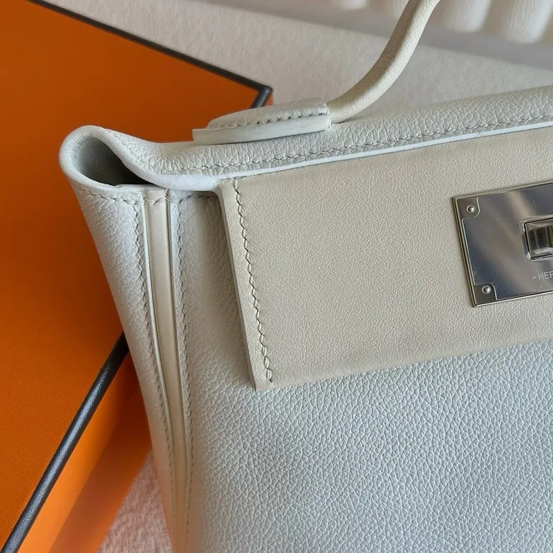 Hermes 24/24 Mini 21 Ručně vyráběná taška z bílé Evercolor kůže