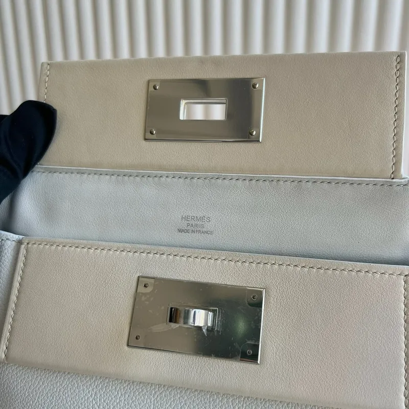 Hermes 24/24 Mini 21 Ručně vyráběná taška z bílé Evercolor kůže